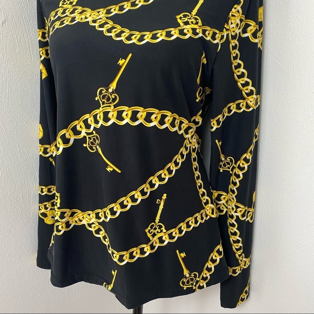 Bae City Chain Print Black and Gold Women Top/Blouse. - Picture 4 of 12